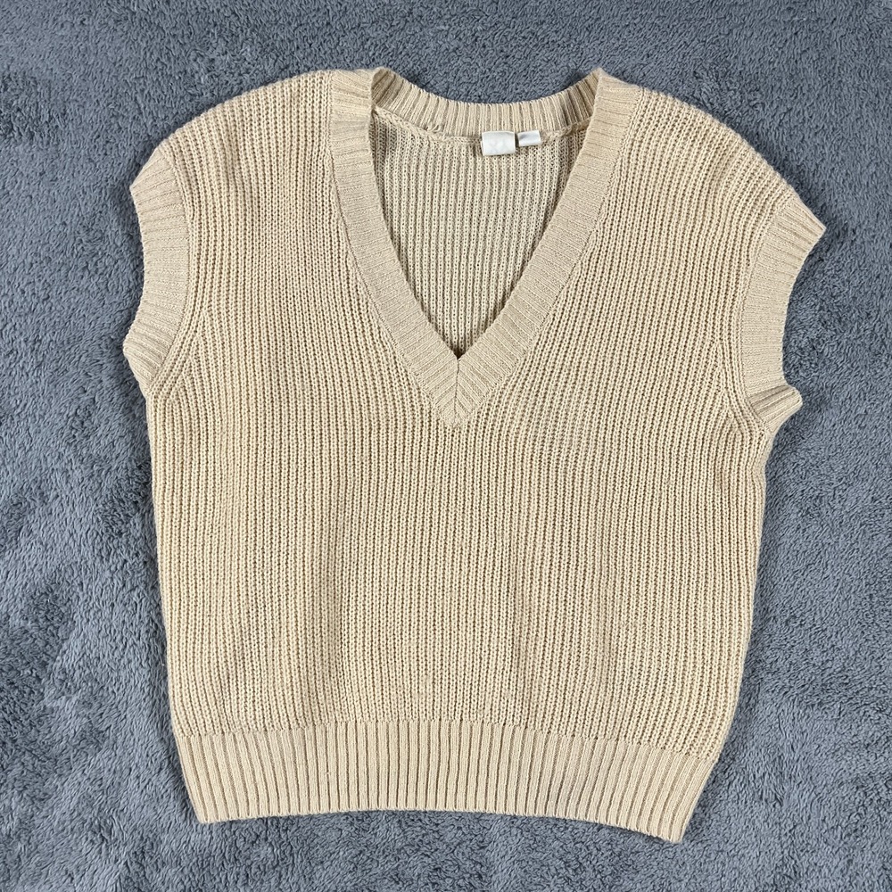 Roxy Sweater Vest Women Medium Ribbed V-Neck Knit Tank Top Preppy